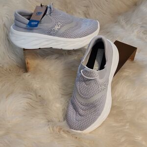 NWT..HOKA Men's Light Gray "Ora Recovery Shoe 2" slip-on sneakers